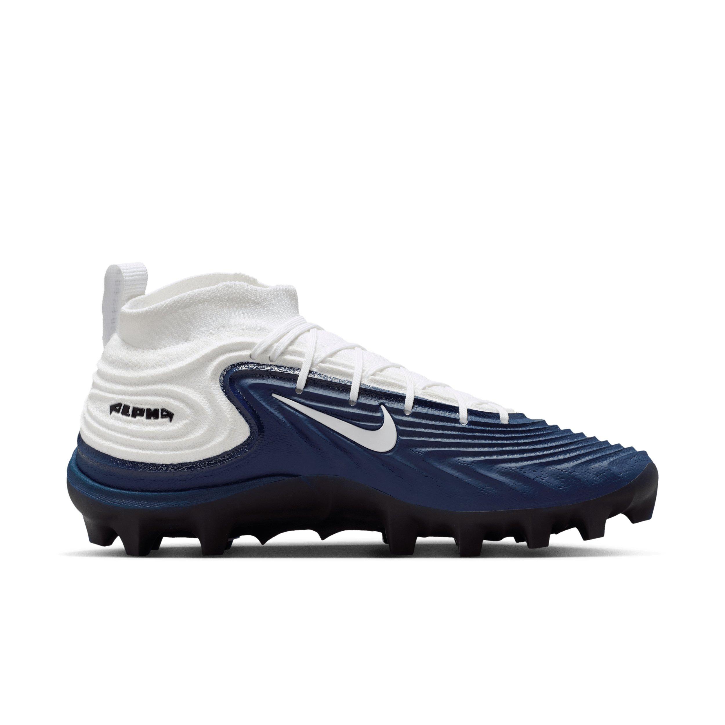 Nike Alpha Menace 5 Elite "White/College Navy/Black" Men's Football Cleat - WHITE/NAVY/BLACK